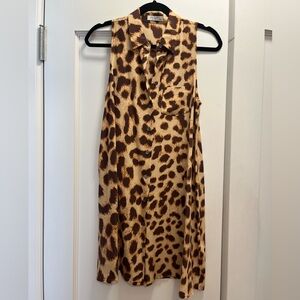 Leopard print silk tank dress